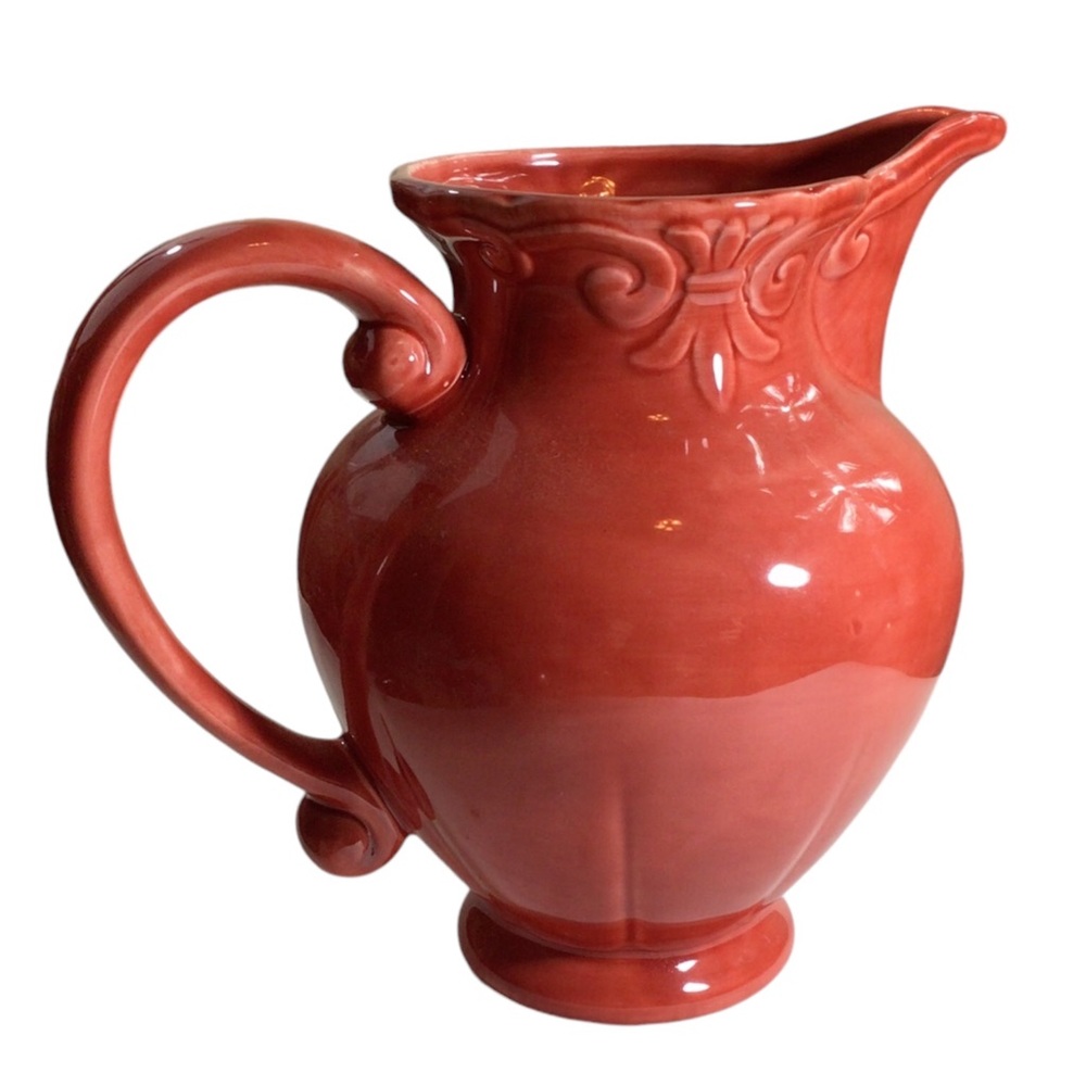HOME 48 OZ. French Baroque Ceramic Pitcher Vermilion